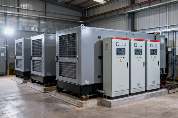 Control panels and switchgear ready for installation