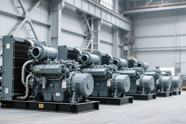 Generator sets lined up in the Dapu Power assembly workshop